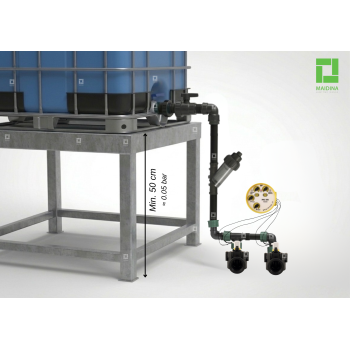 Gravitācijas laistīšanas komplekts no IBC tvertnes – 2 sekcijas