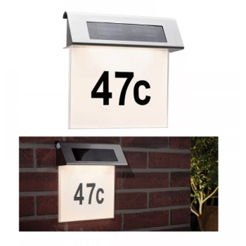 Led mājas numurs ar saules bateriju