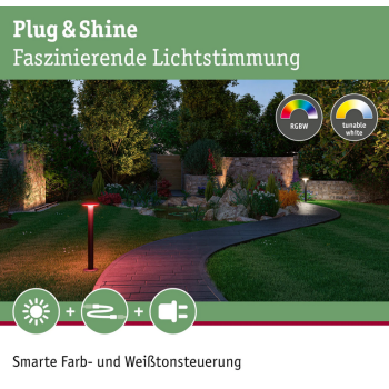 Plug & Shine stāvoša lampa Plate RGBW 5W