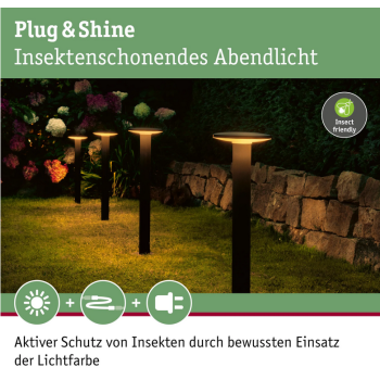 Plug & Shine stāvoša Plate 7W lampa - draudzīga kukaiņiem