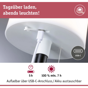 Akumulatora gaismeklis Bartja ar saules bateriju, melnā krāsā