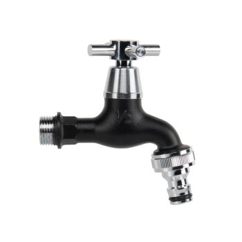 Хромированный латунный черный садовый водяной кран ½“ нар. резь., с быстросъемным соединением