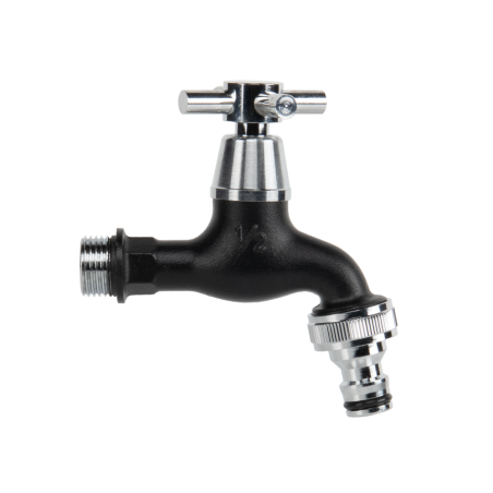 Хромированный латунный черный садовый водяной кран ½“ нар. резь., с быстросъемным соединением