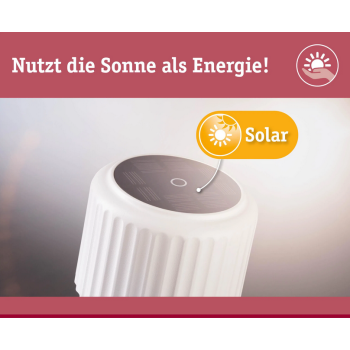 Akumulatora gaismeklis Else ar saules bateriju, baltā krāsā