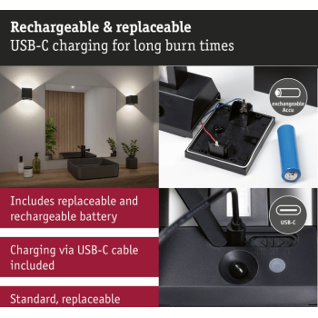 Sienas akumulatora lampas “Nyara” ar kustības sensoru, melna