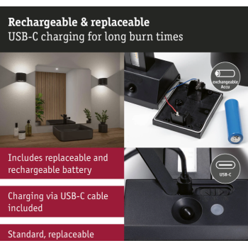 Настенный аккумуляторный светильник "Nyora" с датчиком движения, чёрный