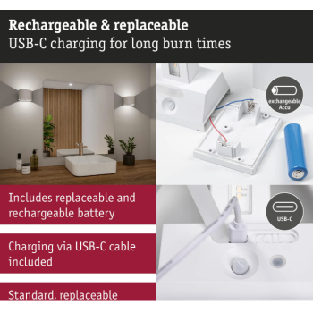 Настенный аккумуляторный светильник “Nyora” с датчиком движения, белый