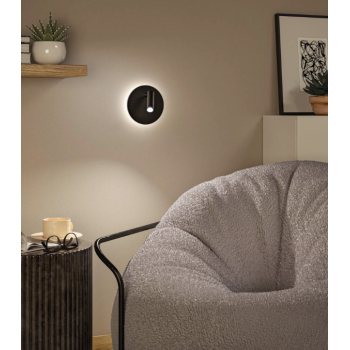 Настенный аккумуляторный светильник Kiora с датчиком, чёрный