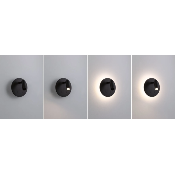 Sienas akumulatora lampas Kiora ar sensoru, melna