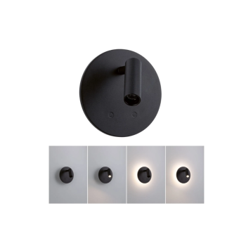 Sienas akumulatora lampas Kiora ar sensoru, melna