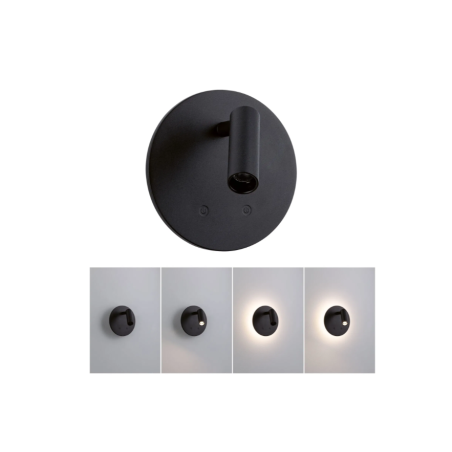 Sienas akumulatora lampas Kiora ar sensoru, melna