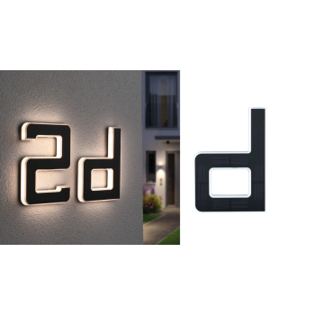 LED mājas numura gaismeklis burts d