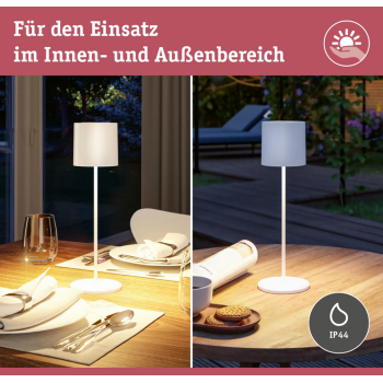 Akumulatora gaismeklis Tuni, baltā krāsā