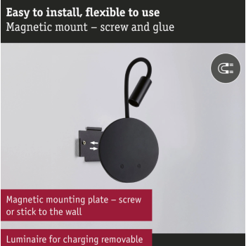 Sienas akumulatora lampas Miora ar sensoru, melna