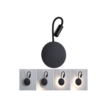 Sienas akumulatora lampas Miora ar sensoru, melna