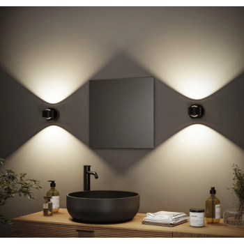 Sienas akumulatora lampas Zorik ar sensoru, melna