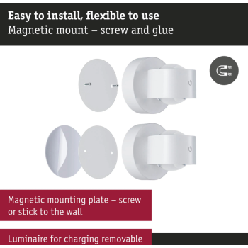 Настенный аккумуляторный светильник Zorik с датчиком, белый