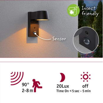 Sienas gaismeklis Capea 6W ar kustības sensoru un draudzīgs kukaiņiem