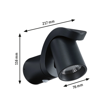 Sienas lampa Cuff 10W ar kustības sensoru, melns