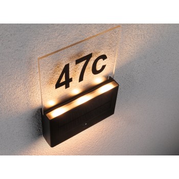 LED mājas numura gaismeklis Neda ar saules bateriju, kustības sensoru un draudzīgs kukaiņiem